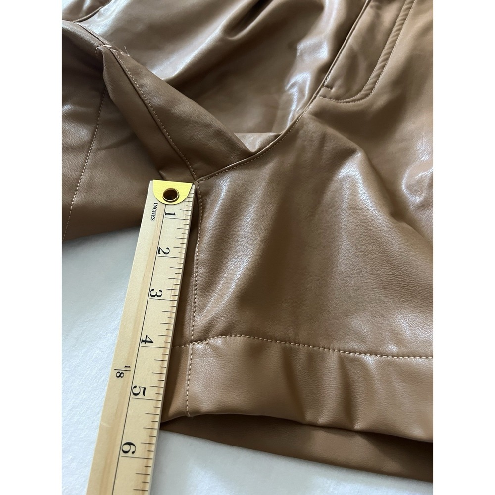 Abercrombie & Fitch Vegan Leather Shorts Brown High Rise Pockets Women Size S - Picture 9 of 9